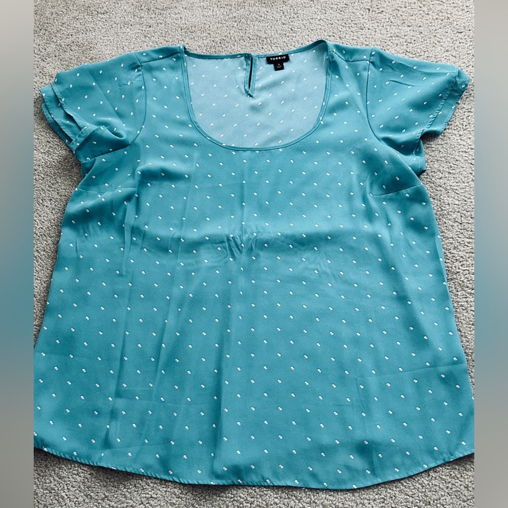 SALE $15 Georgette Dotted Turquoise Top